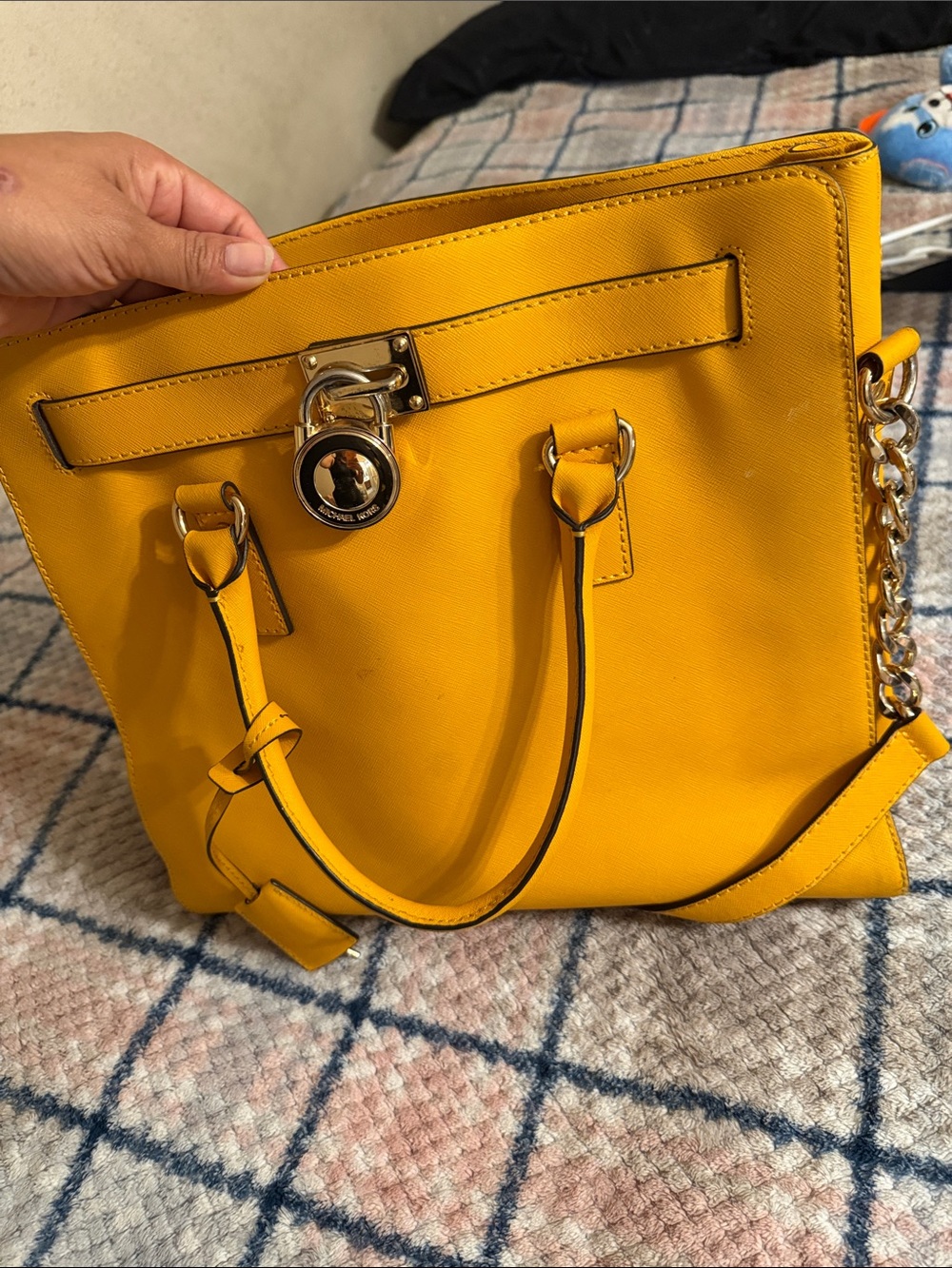 Michael Kors Mustard Yellow Saffiano Satchel with Chain Strap